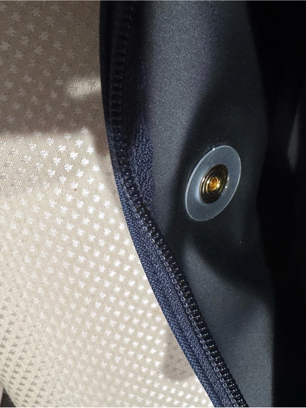 Longchamp Navy Nylon Cosmetic Pouch with Brown Leather Flap